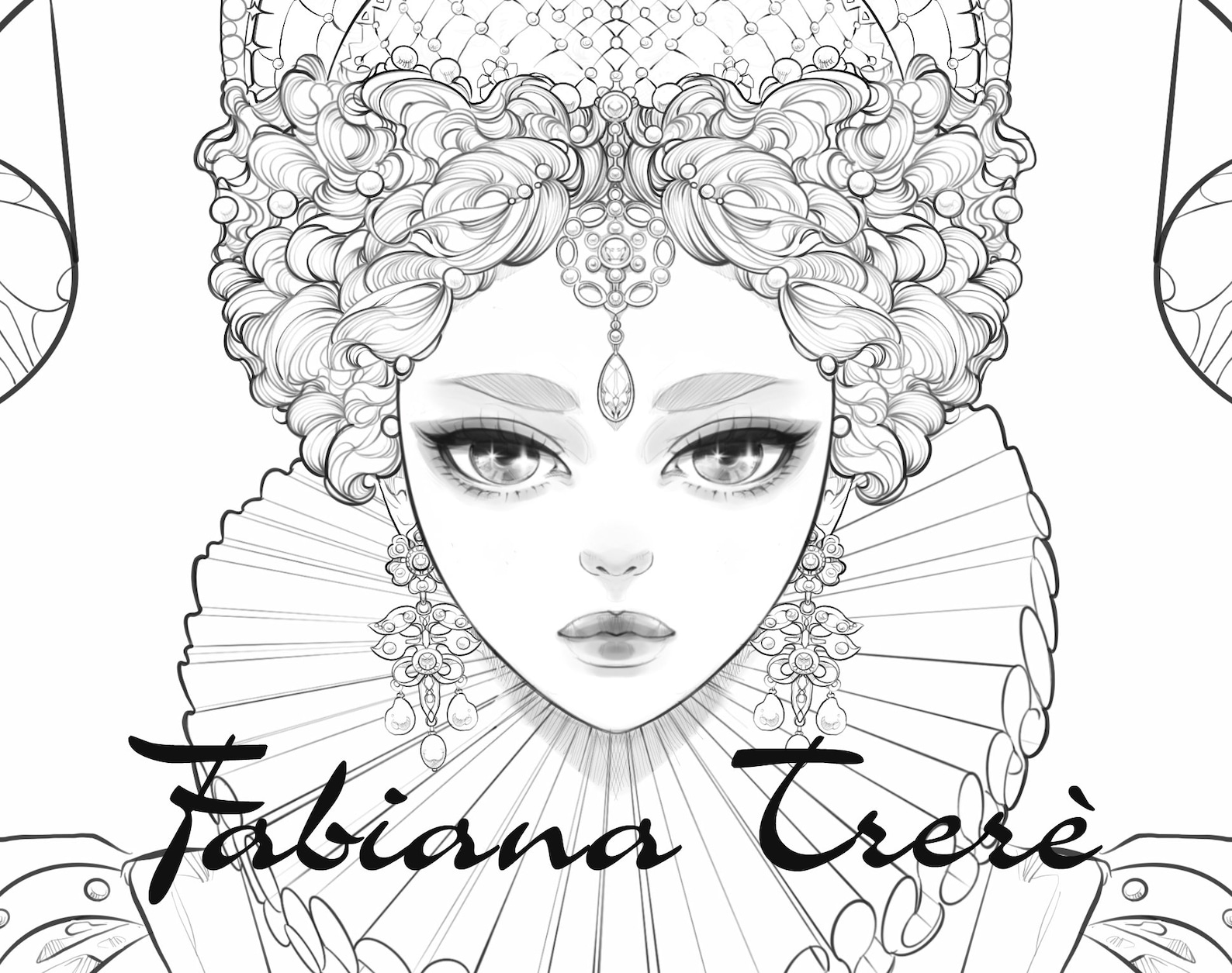 Digital Stamp elizabeth I Coloring Line Art Coloring Page | Etsy
