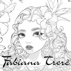 Digital Stamp- Maori Princess- Coloring- Polynesia - Line Art - Coloring Page for Adults- grayscale- instant download- instant download