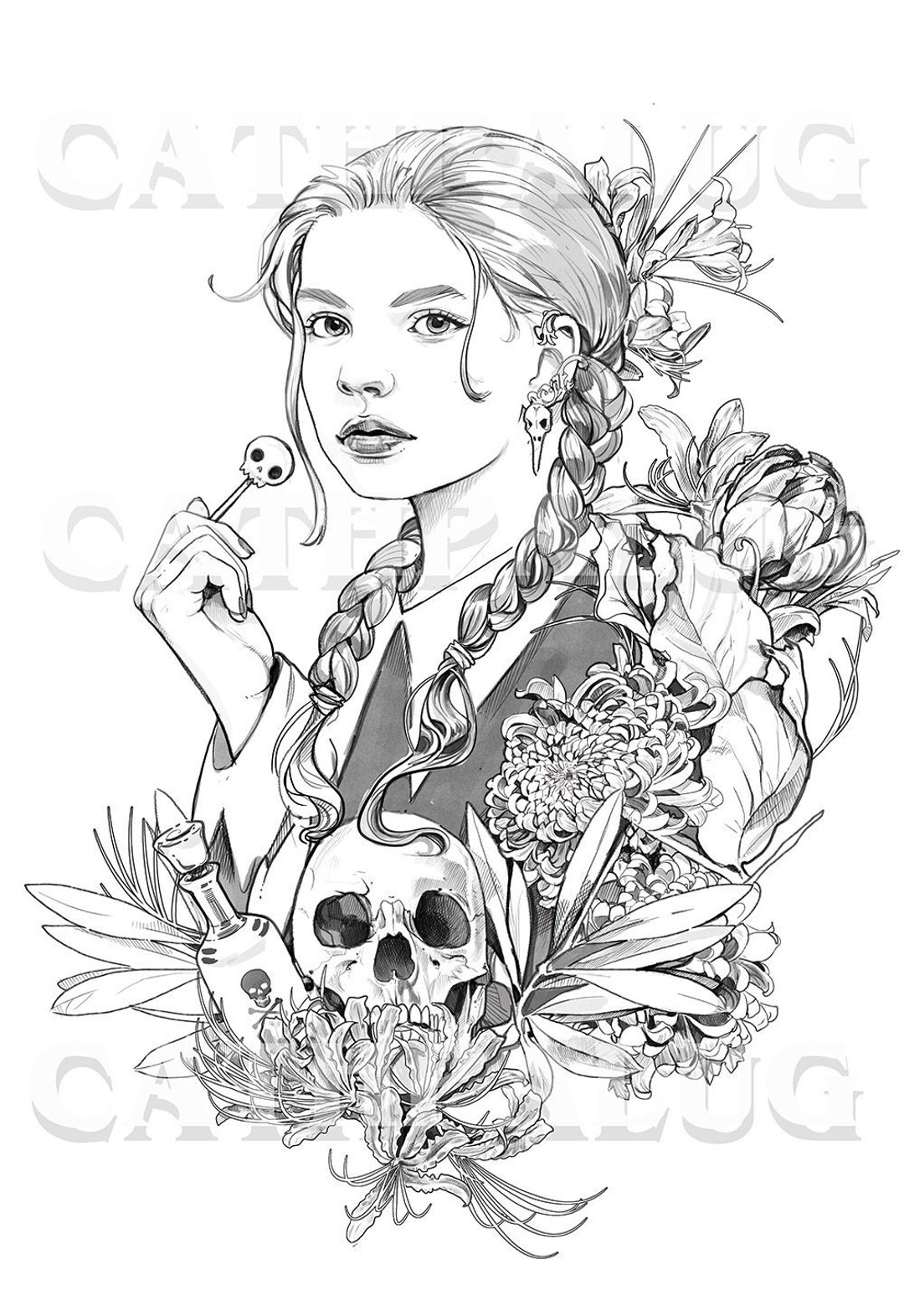 Coloriage La Chose Famille Addams Fille macabre page de coloriage Halloween fleurs de crâne - Etsy Canada