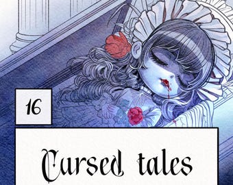 Cuentos malditos: 16 páginas oscuras para colorear - Arte de línea gótico, libro para colorear, Halloween - Alta resolución - Descarga digital instantánea (JPEG)