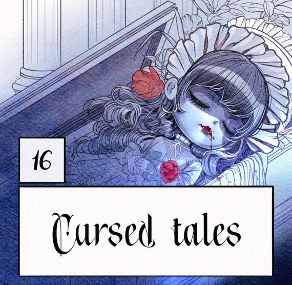 Cursed Tales: 16 Dark Coloring Pages - Gothic Line Art, Coloring Book, Halloween -High-Resolution - Instant Digital Download (JPEG)