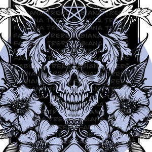der Teufel Tarot, SVG, Vektor, T-Shirt-Schablone, druckbar, digitaler Stempel, Halloween, Cricut, Schnittdatei, Baum, Magie, Blätter, PNG, Gothic