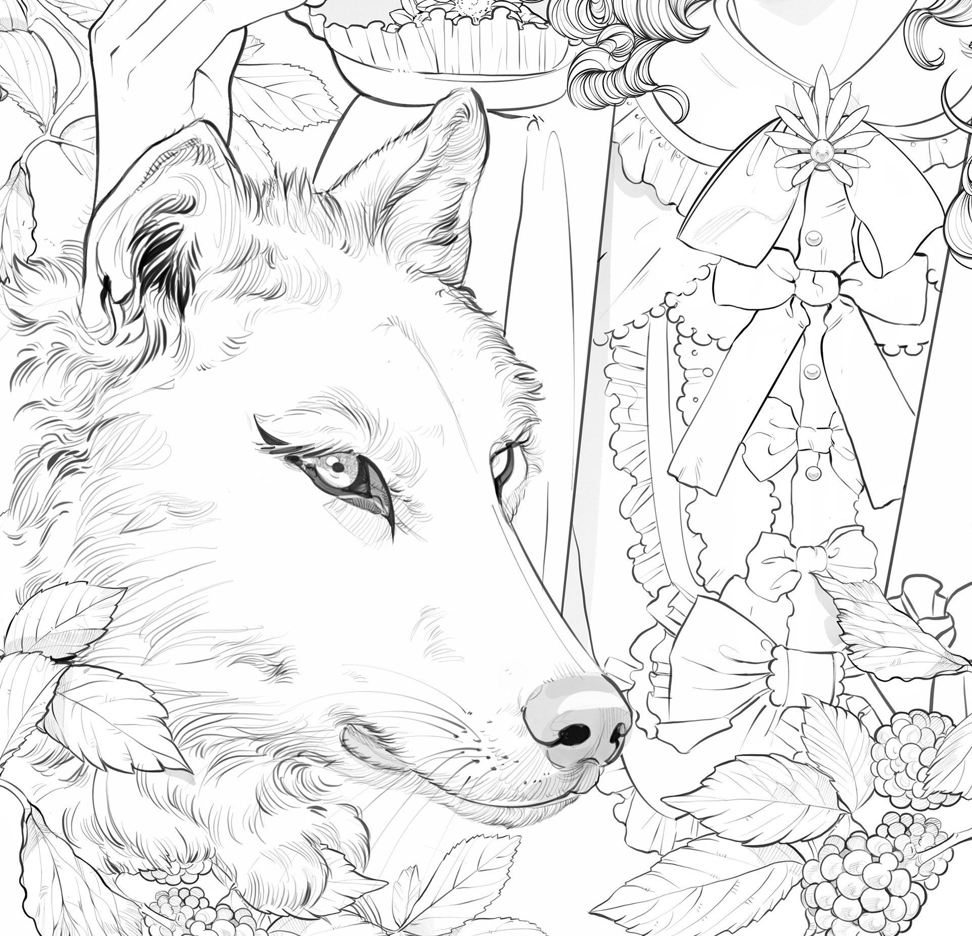 Anime Wolf Couples Coloring Pages