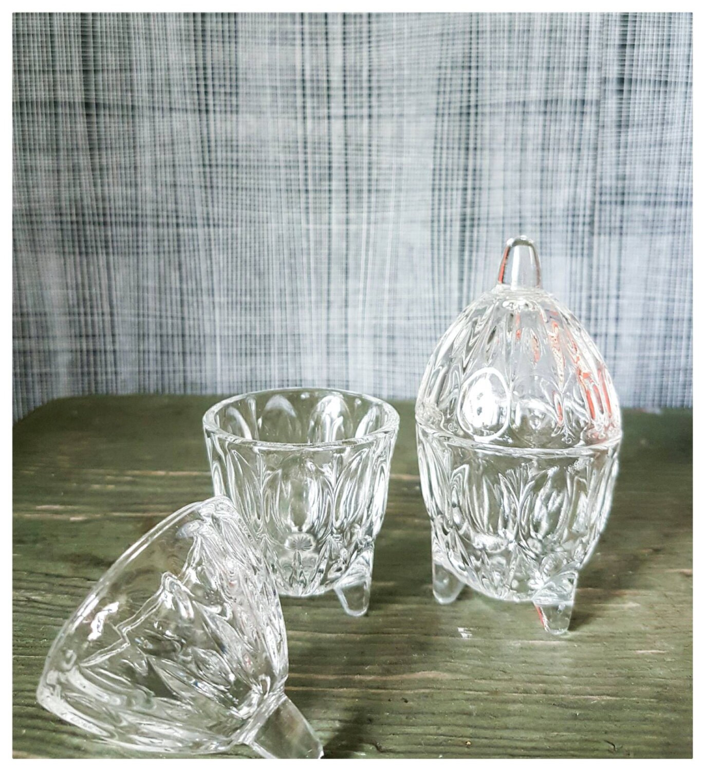 Salt and pepper bowls with lid pressed glass sugar bowl Etsy