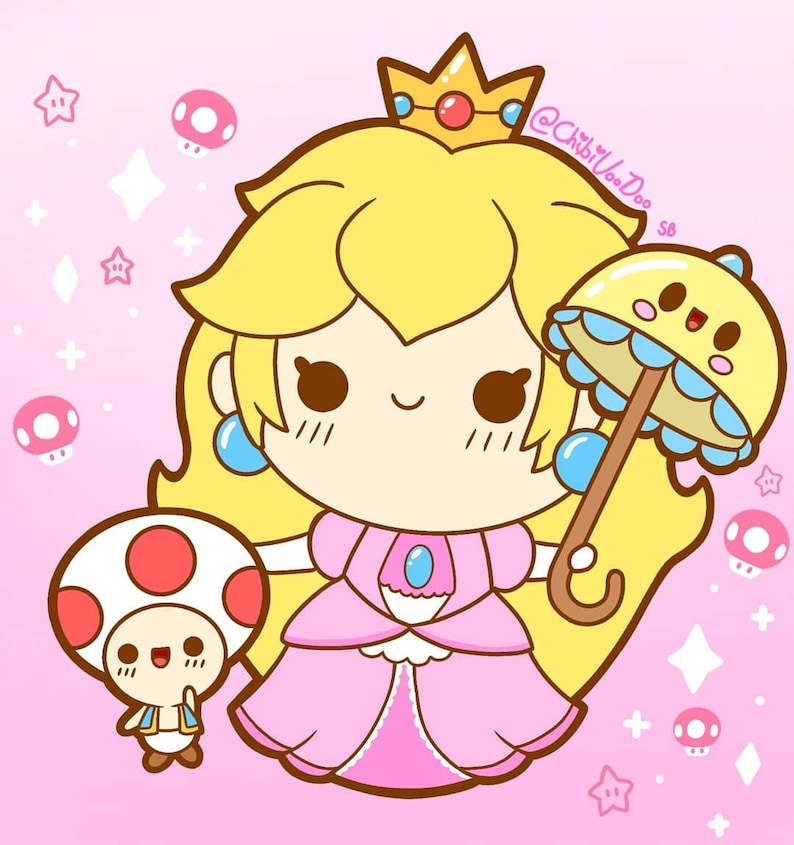 Princess Peach Chibi Hard Enamel Pin Video Game Pin Kawaii. | Etsy