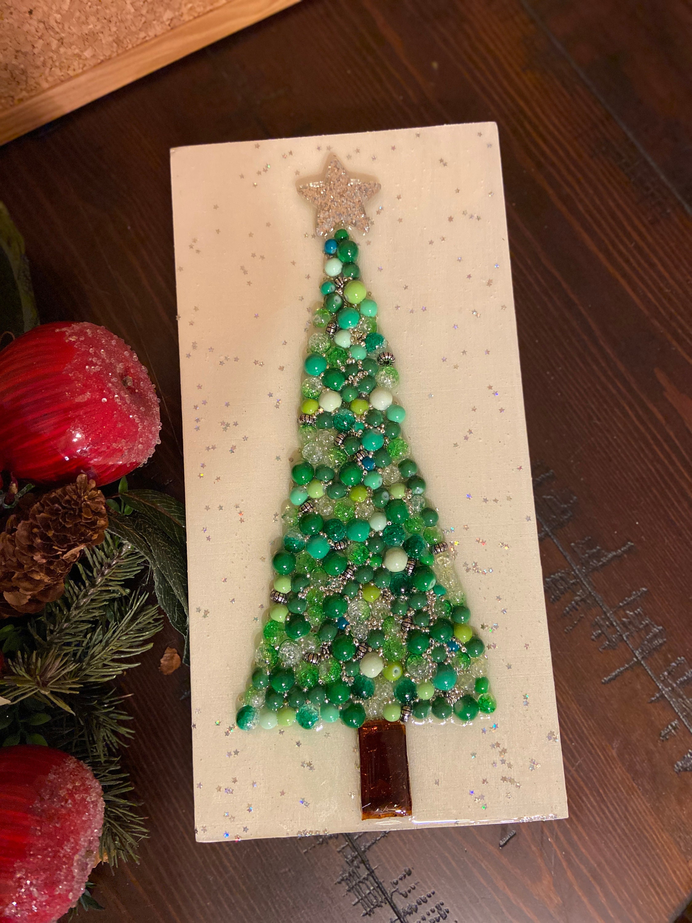 30x34mm Acrylic Christmas Tree Beads, With Glitter, Colorful for Christmas,  Xmas Tree Bead 