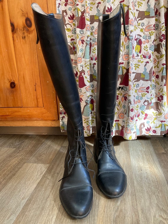 Vintage Grand Prix Equestrian Black Field Boots Slim Calf 8.5 Etsy