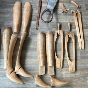 Lot of Vintage Wooden Boots Shapers Boot Trees & Accessories - Made in England