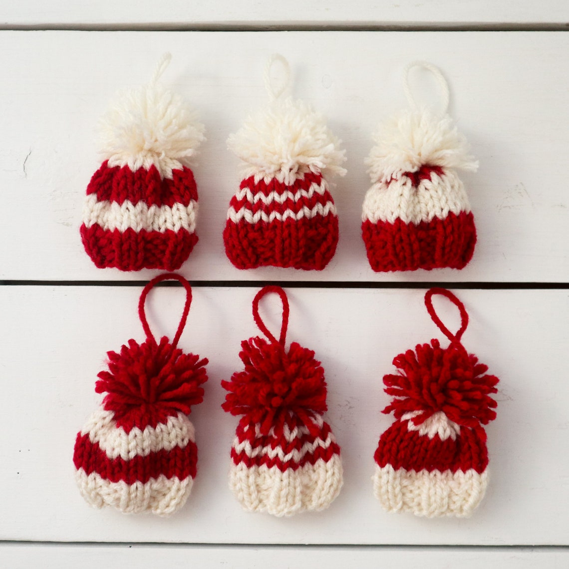 6 Knit Hat Ornaments Etsy