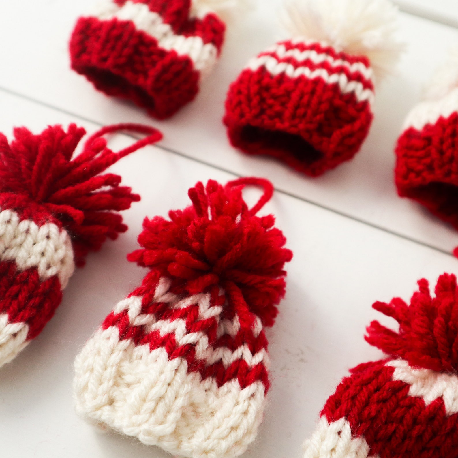 6 Knit Hat Ornaments Etsy