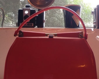 Vintage orange vinyl handbag