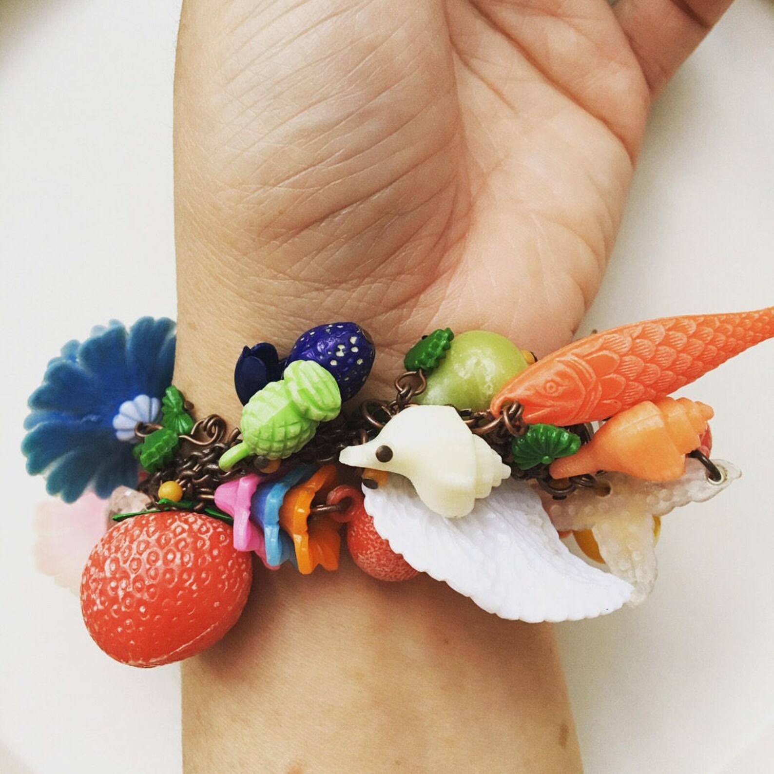 Vintage rare celluloid plastic charms bracelet Etsy