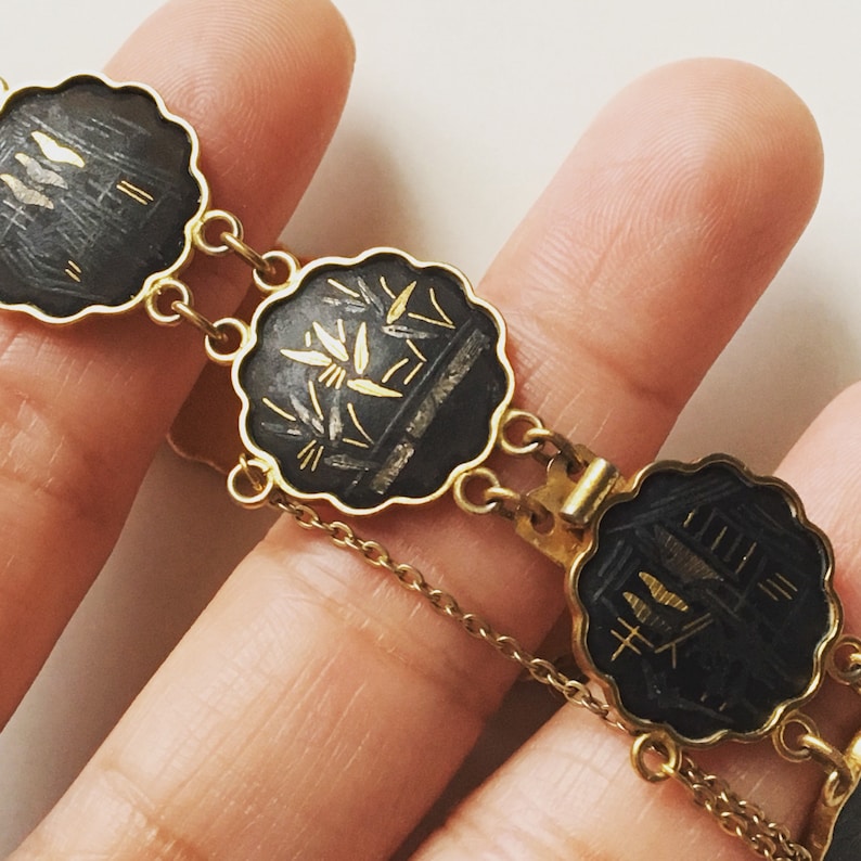 1940 Vintage KYOTO AMITA Damascene Japanese Bracelet Japanese Etsy