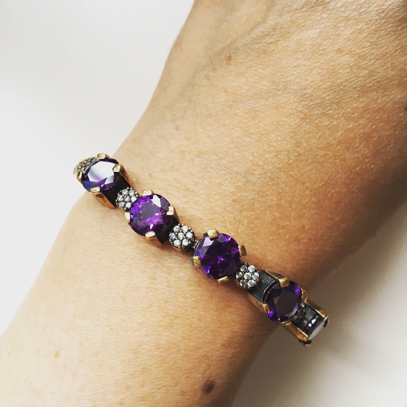 Vintage Amethyst handmade Turkish silver925 brass