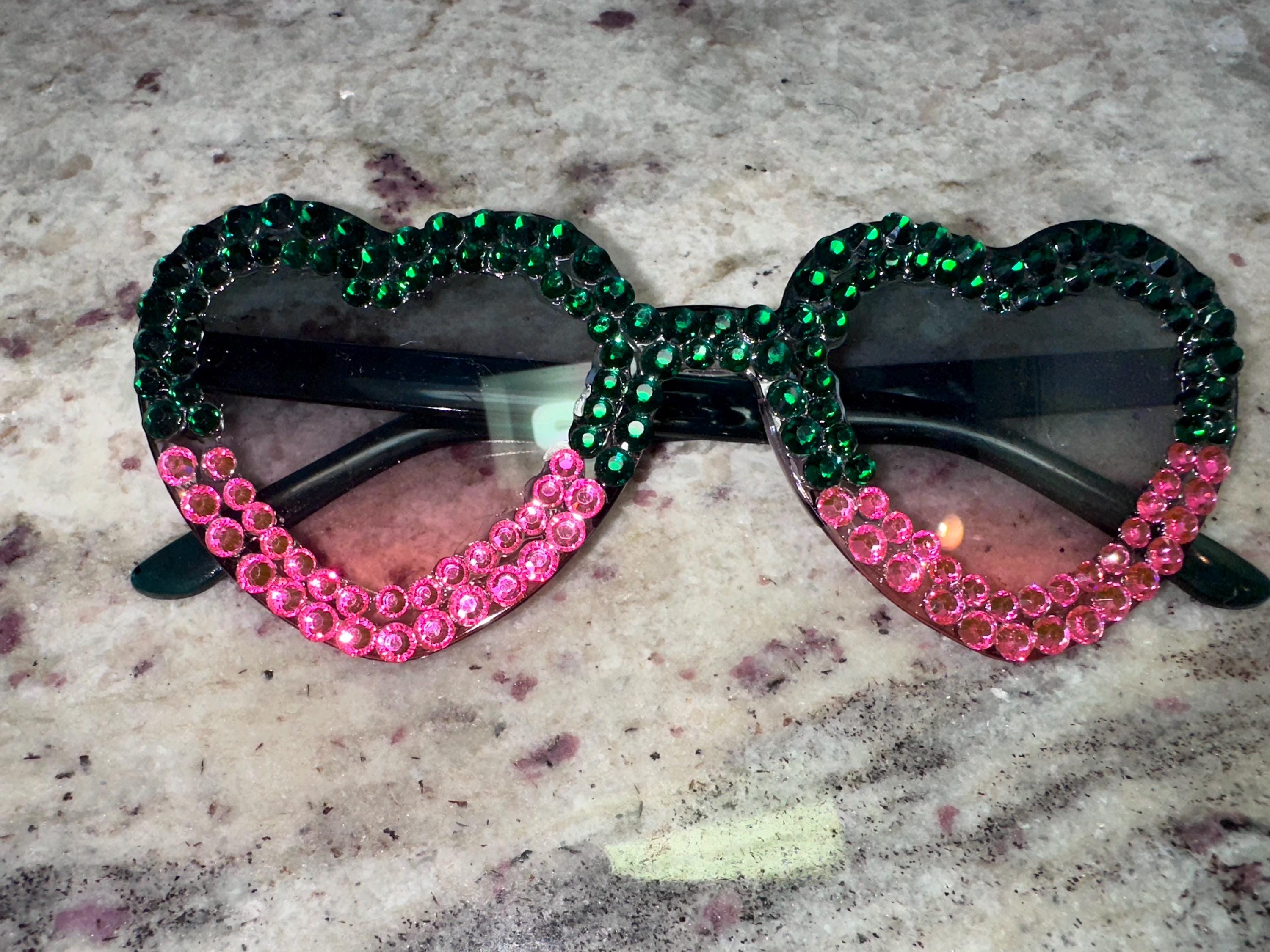 Rhinestone Heart Summer Sunglasses Crystal Sunnies - Etsy display picture 3