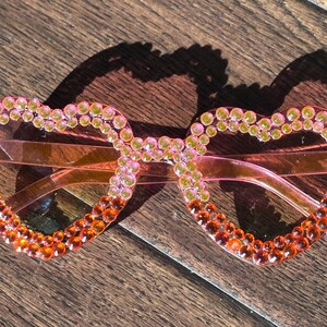 Rhinestone heart summer sunglasses pink orange crystal sunnies