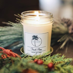 Fresh Pine Candle, Fresh Pine Scented Soy Candle, Fresh Pine Scented Coconut Wax Candle, 8oz Natural Soy Candle, Evergreen Soy Candle