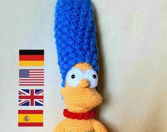 PDF patrón de crochet Marge Simpson amigurumi Español - Inglés - Alemán