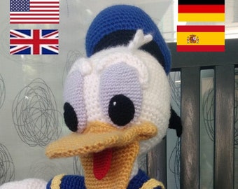Patron au crochet Donald Duck allemand, anglais, espagnol, téléchargement PDF