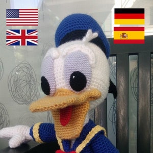 Patron au crochet Donald Duck allemand, anglais, espagnol, téléchargement PDF image 1