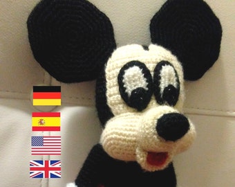 PDF Crochet Pattern Mickey Mouse Amigurumi English - German - Spanish