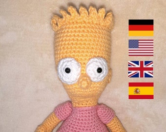 PDF Crochet Pattern Bart Simpson Amigurumi English - German - Spanish