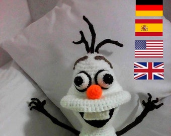 PDF Crochet Pattern Snowman Olaf Amigurumi English - German - Spanish