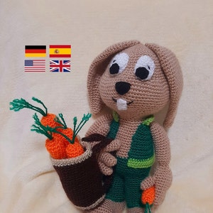 PDF Virkmönster Bunny Bingo Amigurumi Tyska - Engelska - Spanska