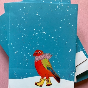 Cartes pour les Fêtes : perroquet des neiges