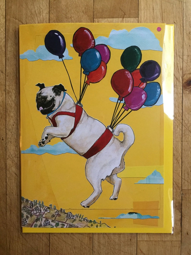 Flying Pug Birthday Card image 2