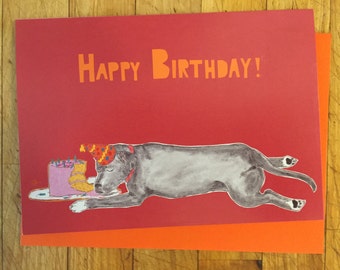 Sleeping Dog Birthday Card