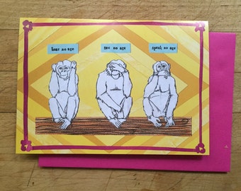 3 Monkeys Birthday Card