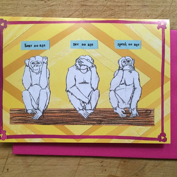 3 Monkeys Birthday Card