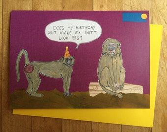 Baboon Butt Birthday Card