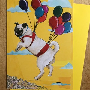 Flying Pug Birthday Card image 1