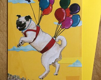 Cute Happy Birthday Pug Puppy" Greeting Card For Sale By JeffBartels