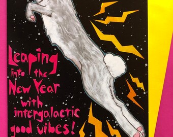 Intergalactic New Year Rabbit Card