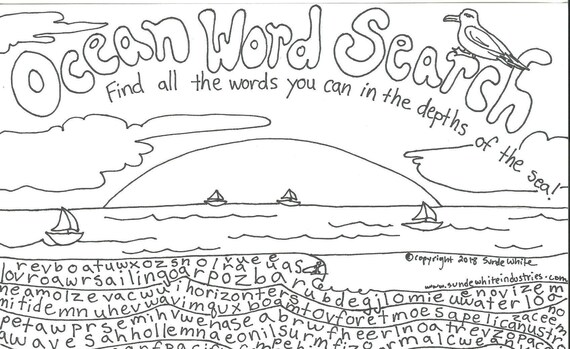 ocean word search activity download etsy