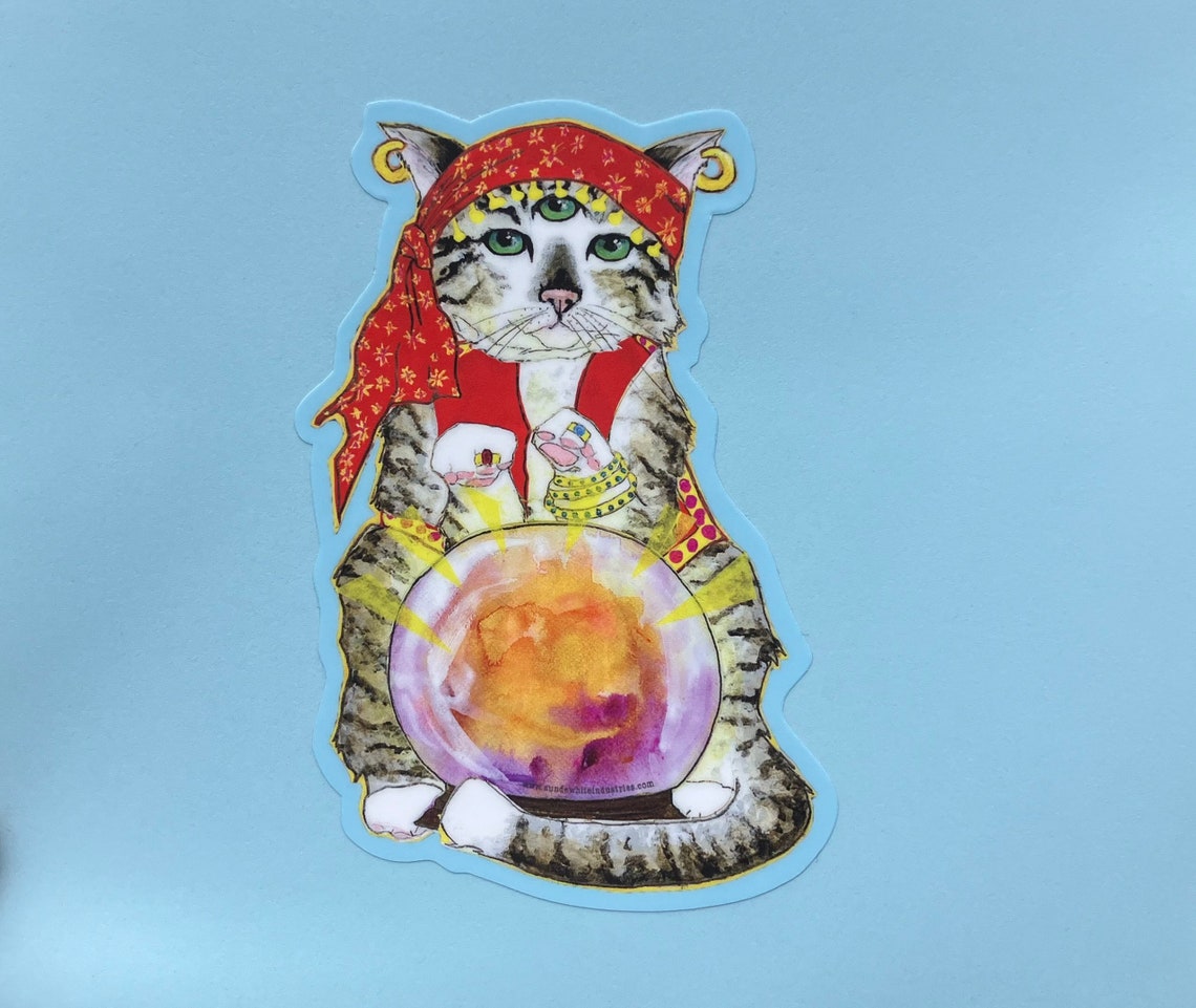 Psychic Cat Sticker! - Etsy