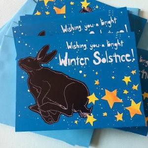 Tarjetas en caja del solsticio de invierno