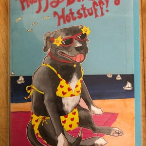 Pitbull Bikini Birthday Card image 3