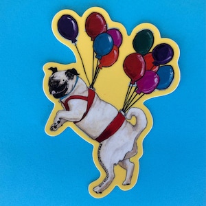 Fliegender Mops Aufkleber!