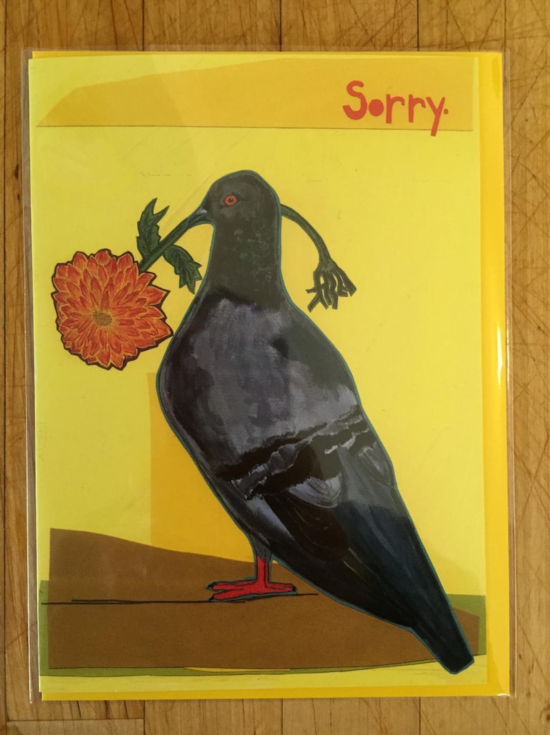Sorry Pigeon Card | Etsy