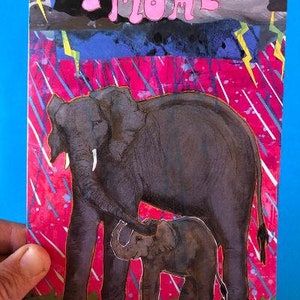 Carte Maman éléphant