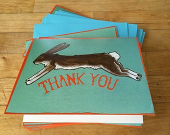 Thanks Rabbit Boxed Blank Thank You Note Cards