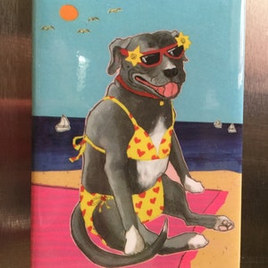 Pitbull in a Bikini Refrigerator Magnet