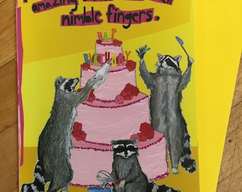 Carte d'anniversaire : faire un gâteau de raton laveur