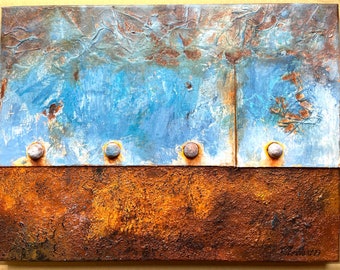 The wreck_Original painting_Acrylic painting_Contemporary art_Industrial Loft_Rust effect