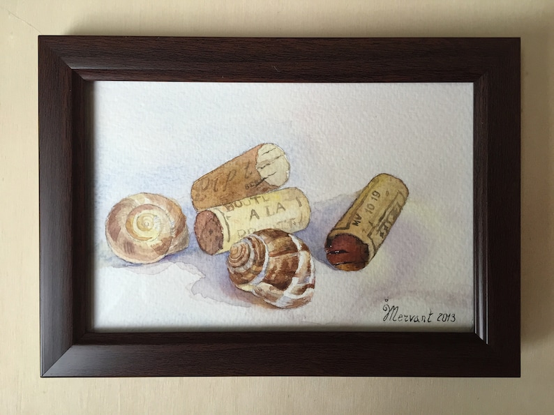 Corks_hand painted map_original watercolor_miniature image 2