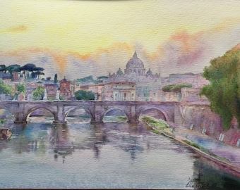 Rome. Sunrise_original watercolor
